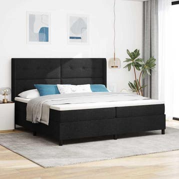 vidaXL LED Box Spring Bed met hoofdeinde Zwart 200 x 200 cm, Verzenden, Nieuw, Zwart, Stof