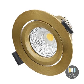 LED Inbouwspot – CCT-Switch – 6W – Messing – Kantelbaar - V, Ophalen of Verzenden, Nieuw