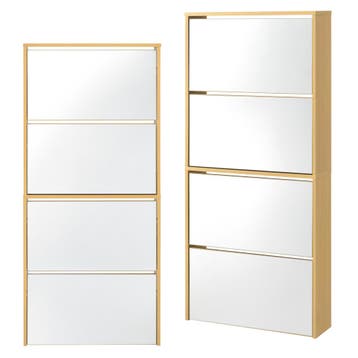 Schoenenkast met spiegels 4 vouwdeuren 134x63x17 cm beuken, Verzenden, Nieuw