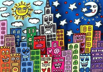James Rizzi (1950-2011) - Happy Day - Happy Night
