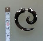 Fake Stretcher Spiral Black Horn Hibiscus Inlay, Sieraden, Tassen en Uiterlijk, Piercings, Verzenden, Nieuw