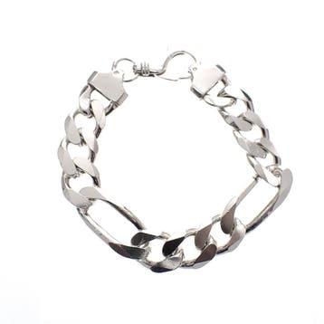 Robuuste zilveren figaro herenarmband. (Schakelarmband), Sieraden, Tassen en Uiterlijk, Armbanden, Ophalen of Verzenden, Gebruikt
