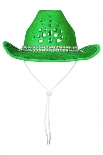 KIMU® Cowboyhoed Groen Diamanten Leatherlook Steentjes Groen, Kleding | Heren, Ophalen of Verzenden, Nieuw, Overige maten, Carnaval