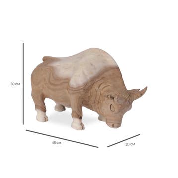 Massieve Houten Fighting Bull – Handgesneden, Antiek en Kunst, Kunst | Beelden en Houtsnijwerken, Ophalen of Verzenden, 20 - 50 cm