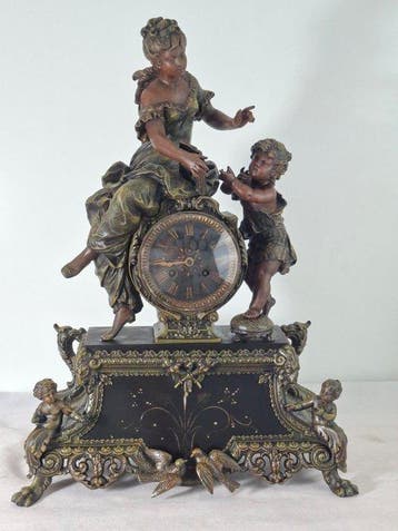 Figurale pendule - Zinklegering, Messing - 1850-1900 -