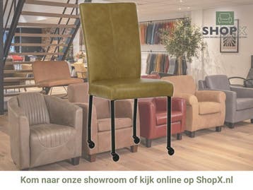 Leren eetkamerstoel Deal - Granada Olive (olijf) - Poten, Overige kleuren, Nieuw, Leer, Ophalen of Verzenden
