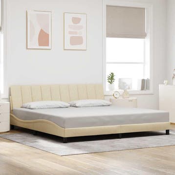 vidaXL Bedframe zonder matras Hanko stof crèmekleurig, Verzenden, Overige maten, Stof, Nieuw