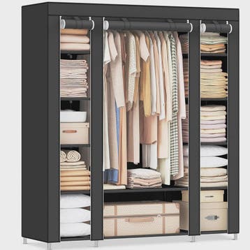 Zwarte Kledingkast met 12 Vakken en Afneembare Hoes - 150x45, Huis en Inrichting, Verzenden, Nieuw