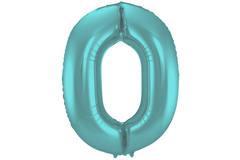 Folieballon Cijfer 0 Pastel Aqua Metallic Mat 86 cm, Verzenden, Nieuw, Feestartikel, Verjaardag