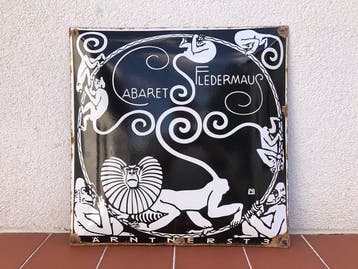 Rare Vintage Cabaret Fledermaus - Reclamebord - Art Nouveau