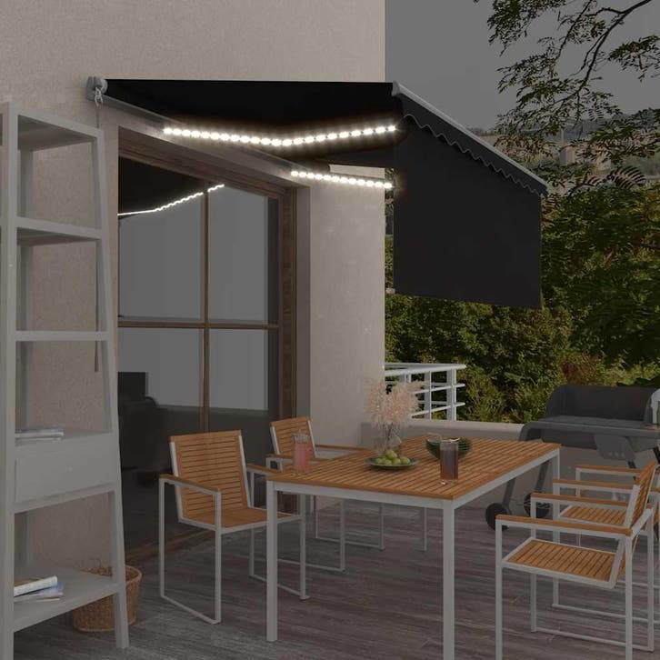 vidaXL Luifel handmatig uittrekbaar rolgordijn LED 3x2,5 m, Tuin en Terras, Zonneschermen, Nieuw, Verzenden