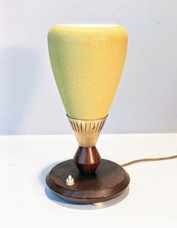 Tafellamp - Hout, Messing, Aluminium - raket lamp