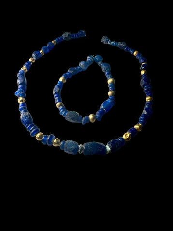 Oud-Romeins glas en goud Halsketting, Sieraden, Tassen en Uiterlijk