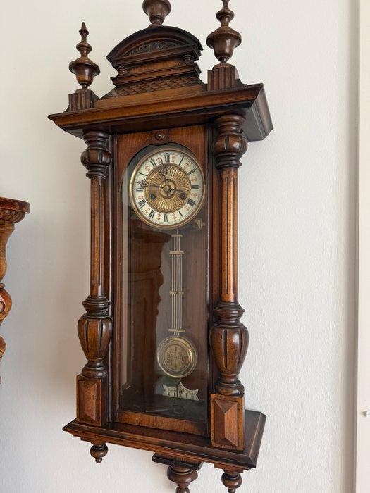 Regulateur - Antiek Hout, Messing - 1910-1920, Antiek en Kunst, Antiek | Klokken