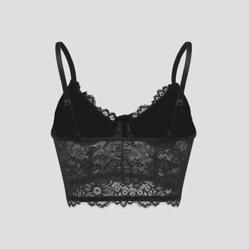 Zwarte kanten crop top met korsetdetails - Elegant en sexy l, Verzenden