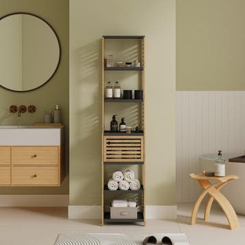Badkamerrek Kydesby bamboe 170x39x30 cm naturel en grijs [en, Verzenden, Nieuw