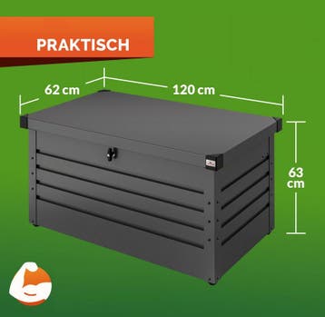 Tuinbox Kussenbox Antraciet 385L metaal afsluitbaar, Verzenden, Nieuw