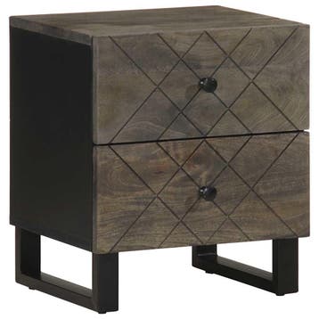 vidaXL Nachtkastje 40x33x46 cm massief mangohout zwart, Verzenden, Nieuw, Hout