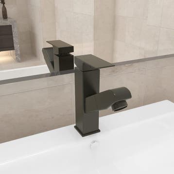 vidaXL Wastafelkraan met uittrekfunctie 157x172 mm grijs, Doe-het-zelf en Verbouw, Verzenden, Nieuw