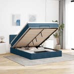 vidaXL Ottoman bed met matras en LEDs 140x190cm fluweel, Stof, Verzenden, Blauw, Nieuw