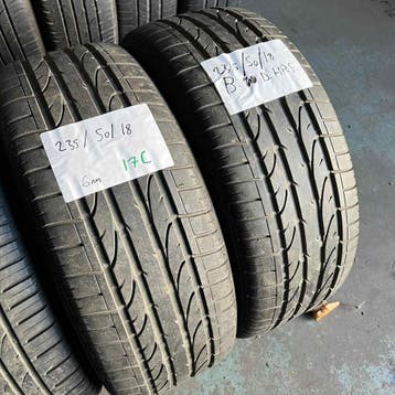 2 x Bridgestone Dueler HP Sport 235-50-18 Zomerbanden 6mm, 18 inch, Gebruikt, Ophalen of Verzenden, 235 mm