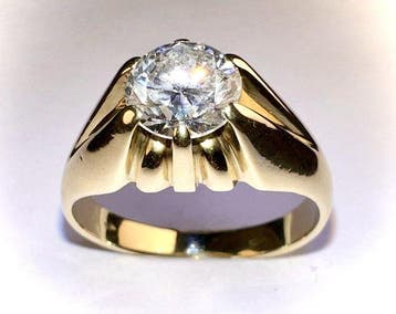 Ring - 14 karaat Geel goud - 1.35ct. tw. Diamant, Nieuw