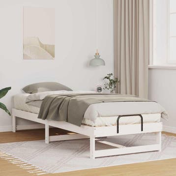 vidaXL Bedframe Wit 90 x 210 cm Massief grenenhout, Verzenden, Nieuw, Wit, Hout