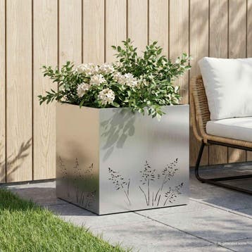 vidaXL Plantenbak zilver 50 x 50 x 49 cm Gegalvaniseerd, Verzenden, Minder dan 60 cm, Nieuw, Metaal