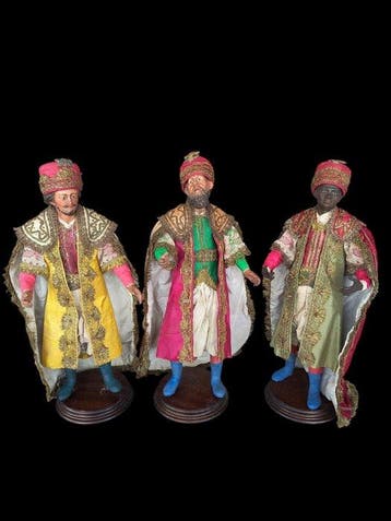 sculptuur, Pastori Re Magi - 37 cm - Terracotta polychroom,