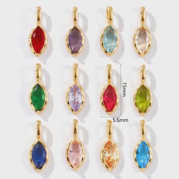 Set van 2 Olijfvormige Bedels met Strass & 18K Goudkleurige, Verzenden, Nieuw