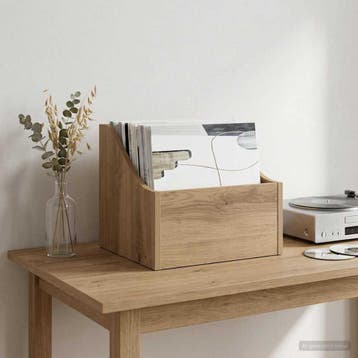 vidaXL LP Recorddoos Artisanaal eiken 37 x 33 x 32 cm, Verzenden, Nieuw