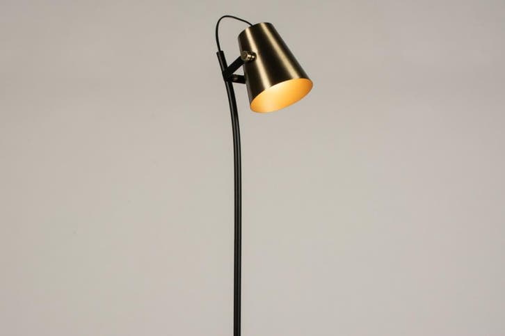 Rietveld Vloerlampen - Zwart, Goud - Metaal, Huis en Inrichting, Lampen | Vloerlampen, Verzenden