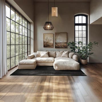 Kortpolig vloerkleed Soft Zone - 140 x 200 cm, zwart, Huis en Inrichting, Stoffering | Tapijten en Kleden, Verzenden, Nieuw