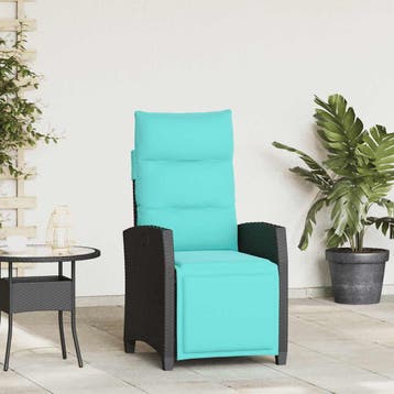 vidaXL Verstelbare tuinstoel met bijzettafel poly rattan, Tuin en Terras, Tuinstoelen, Verzenden, Nieuw