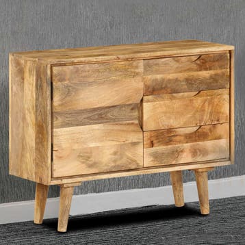 vidaXL Dressoir 90x30x69 cm massief mangohout, Verzenden, Nieuw, Overige houtsoorten, Minder dan 50 cm