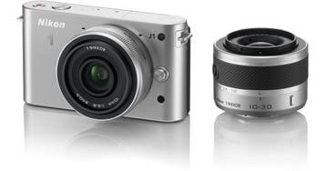 Nikon 1 J1 Systeemcamera + 10-30mm Lens - Zilver (In doos), Verzenden, Zo goed als nieuw