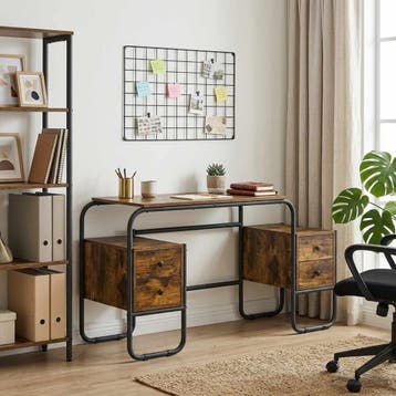 vidaXL Bureau met opbergruimte Gerookt eiken 145 x 50 x 75, Huis en Inrichting, Verzenden, Nieuw