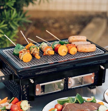 Keramische tafelbarbecue - zwart - 50 x 22 x 12 cm | 34,5 x, Verzenden, Nieuw