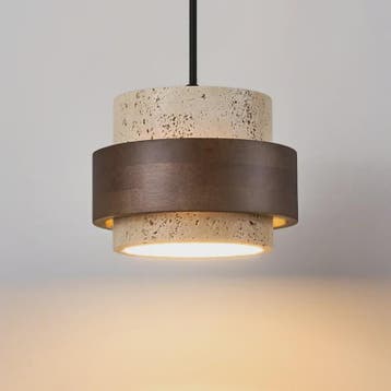 Retro Houten & Stenen Hanglamp - Sfeervolle Verlichting voor, Verzenden, Nieuw