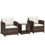 Rieten Bistroset, 3-delig Tuinmeubelset Met 2 Fauteuils, 2-l, Tuin en Terras, Parasols, Verzenden, Nieuw
