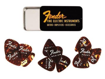 Fender opbergblikje met 12 plectrums: thin, medium en heavy, Ophalen of Verzenden, Nieuw