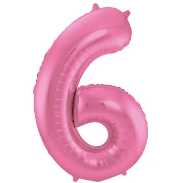 Folieballon Cijfer 6 Metallic Roze 86 cm, Verzenden, Nieuw, Feestartikel, Verjaardag