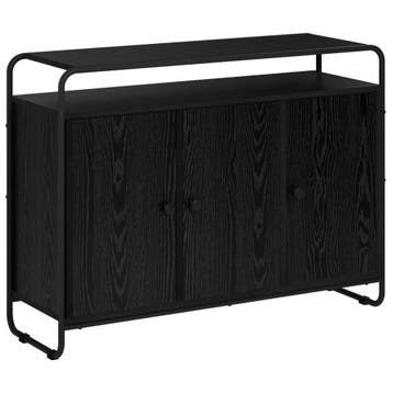 vidaXL Dressoir Zwart eiken 102 x 35 x 75 cm Bewerkt hout, Verzenden, Nieuw, Overige houtsoorten, Minder dan 50 cm