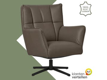 Leren draaifauteuil Lovely - Toledo Lever (bruin), Nieuw, Ophalen of Verzenden, 75 tot 100 cm, Eigentijds, Modern, Retro, Vintage