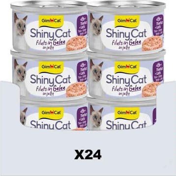 24x GimCat Kattenvoer Nat ShinyCat Filets in Jelly Tonijn..., Verzenden, Kat
