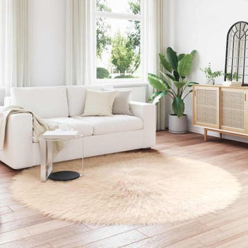 vidaXL Tapijt van imitatie TAFALLA Beige Ø 200 cm Polyester, Verzenden, Nieuw, Beige