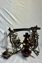 Kroonluchter - Messing, Hout, Metaal