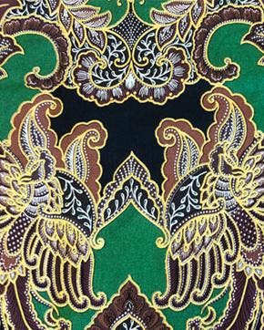 Katoen Batik Ornamant Groen-Bruin, Hobby en Vrije tijd, Nieuw, Groen