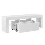Tv meubel Grimsey met led verlichting 130x35x45 cm wit, Verzenden, Nieuw