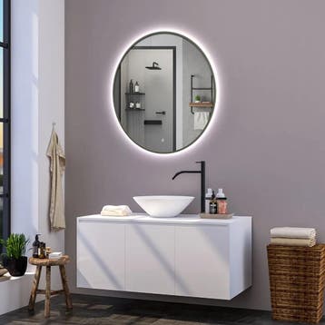Ronde badkamerspiegel Mauri gun metal met verwarming, LED, Verzenden, Nieuw